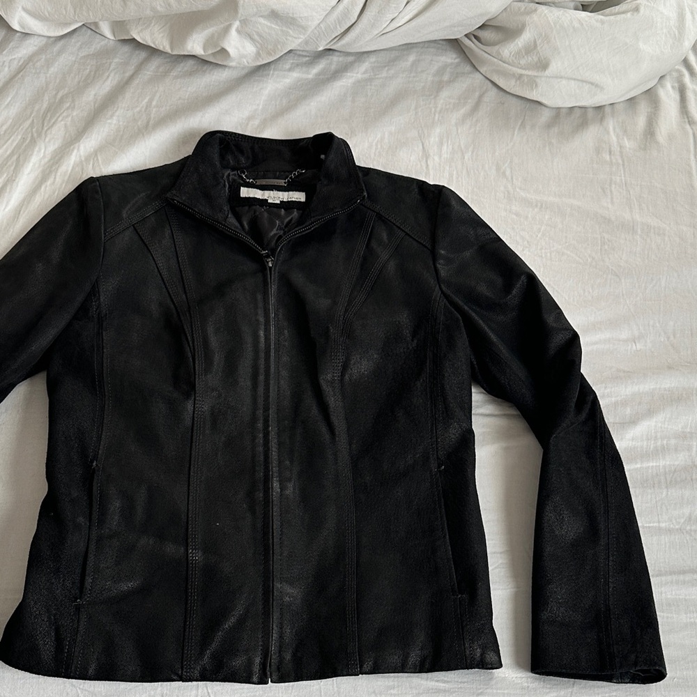 Wilsons Leather Black Women's Zip-Front Leather Jacket - Picture 6 of 12